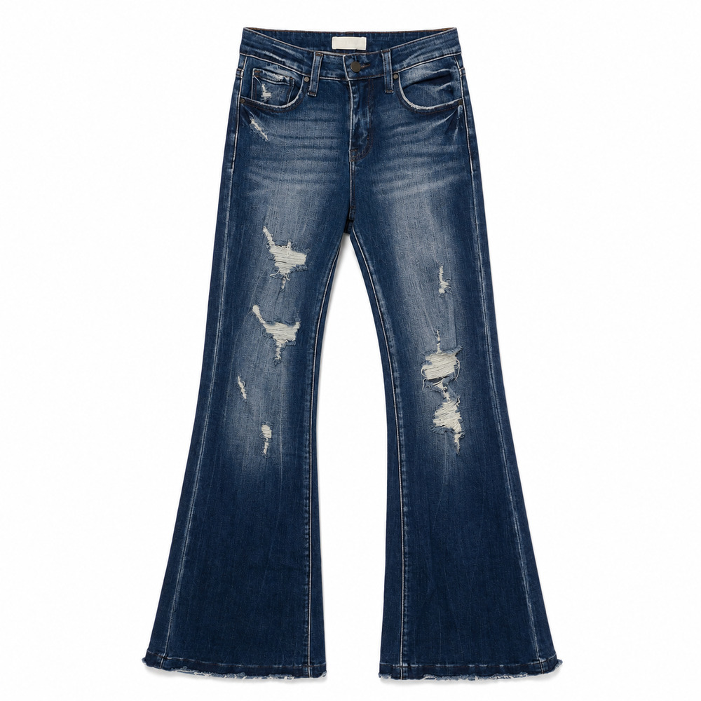 Petra 153 Denver Bells Jeans Womens Size 3/25 Blue Mid-Rise Distressed Festival